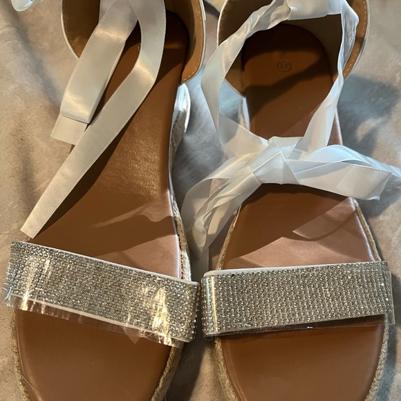White rhinestone espadrilles BRAND NEW - Picture 2 of 4